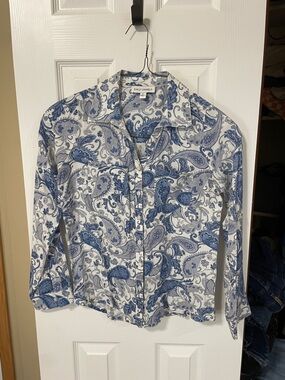 Emily Daniels Blue Paisley Button-Up Shirt